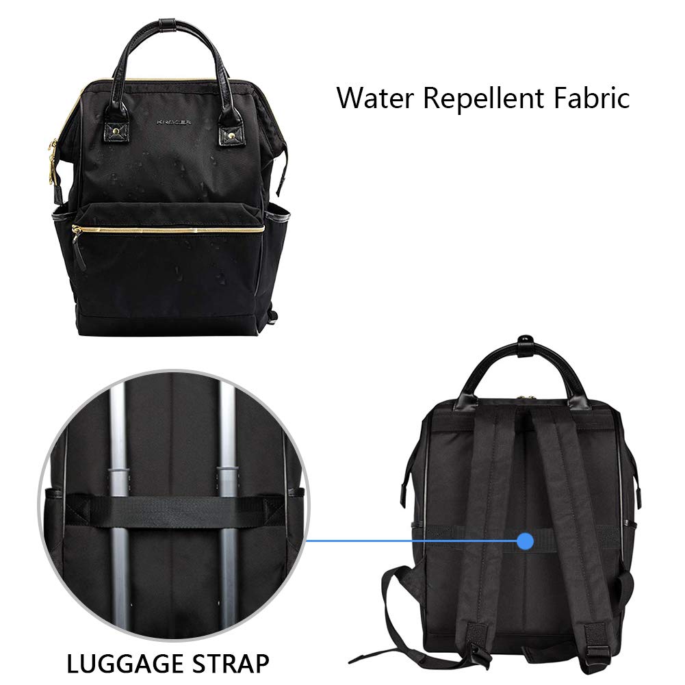 KROSER Laptop Backpack 15.6 Inch School Computer Rucksack Water Repellent Wide Open College Travel Business Work Bag with USB Port for Men/Women-Black