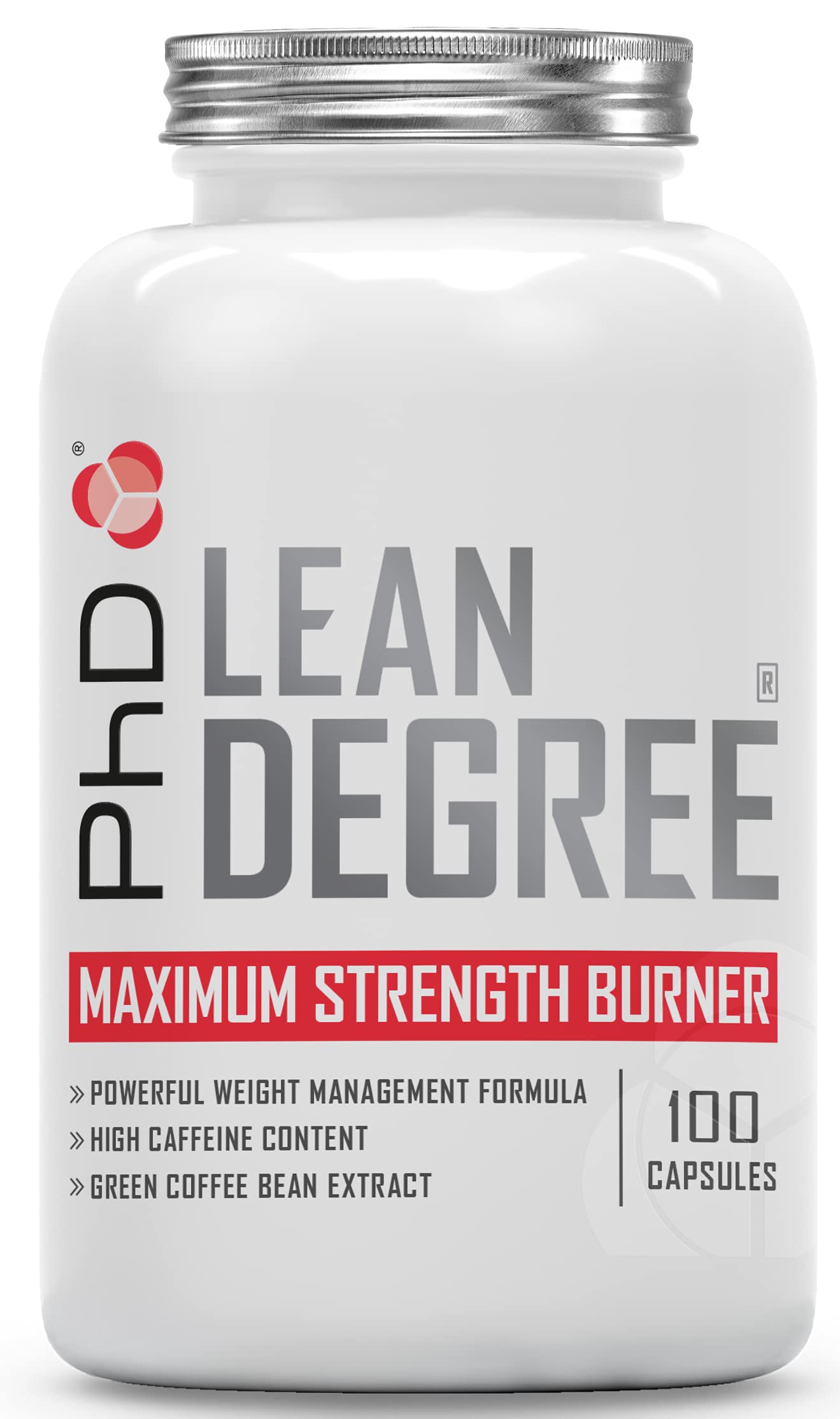 PhD Nutrition Lean Degree Maximum Strength Weight Management Supplement | High Caffeine | Green Coffee Bean Extract | Powerful Burner | 100 Capsules (25 Days Supply)