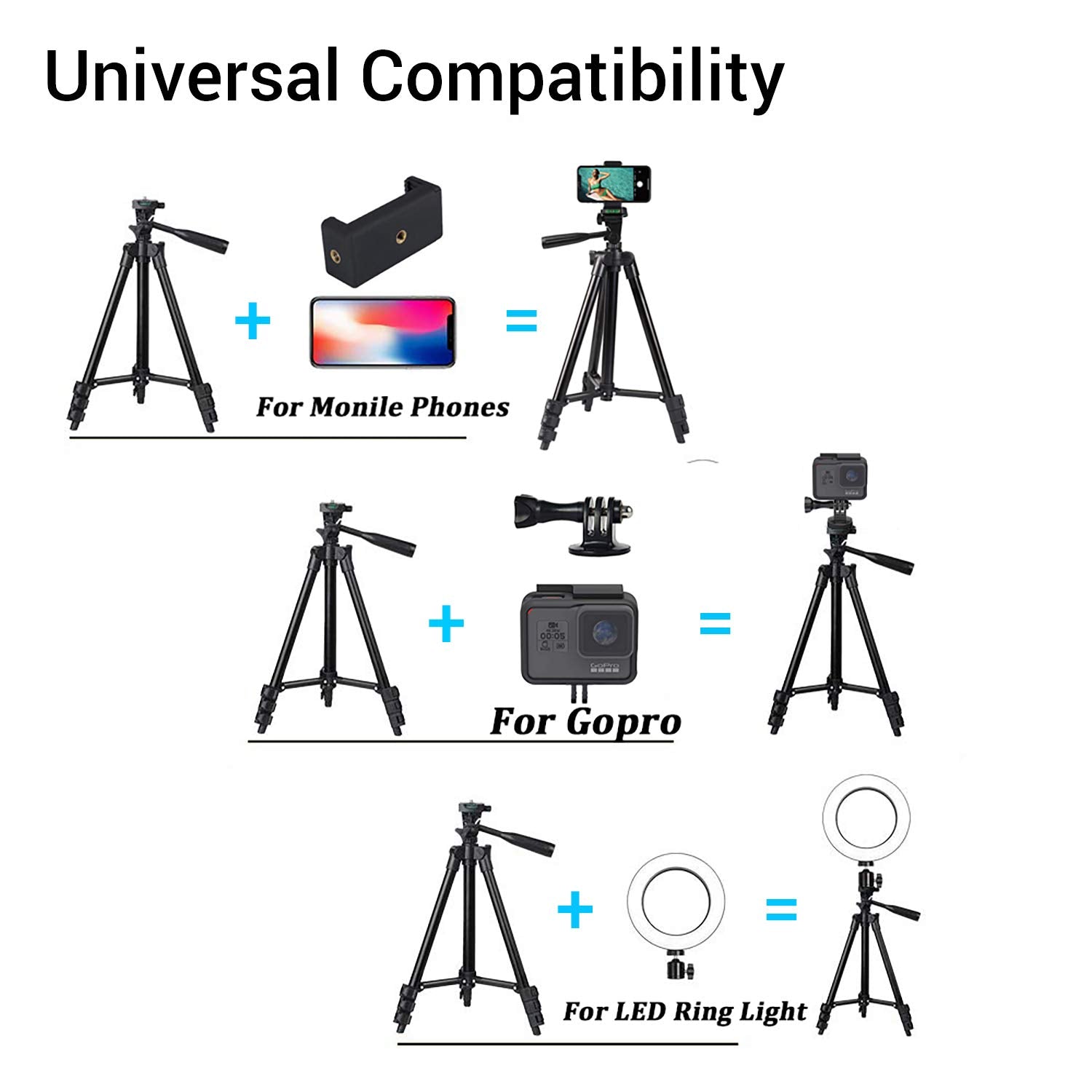 Phone Tripod,LINKCOOL 42" Aluminum Lightweight Portable Camera Tripod for iPhone/Samsung/Smartphone/Action Camera/DSLR Camera with Phone Holder & Wireless Bluetooth Control Remote