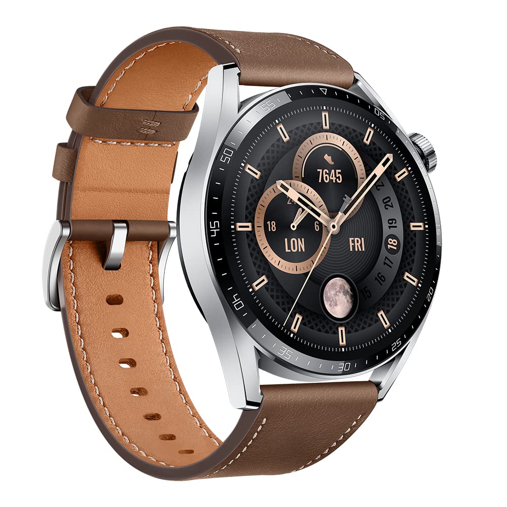 HUAWEI WATCH GT 3 46 mm Smartwatch, 2 Weeks' Battery Life, All-Day SpO2 Monitoring, Personal AI Running Coach, Accurate Heart Rate Monitoring, 100+ Workout Modes, Extended 3-month Warranty, Brown