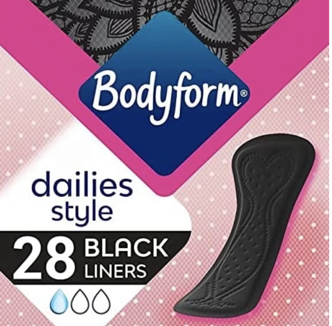 4 x Bodyform Black Normal Panty Liners 28 per pack
