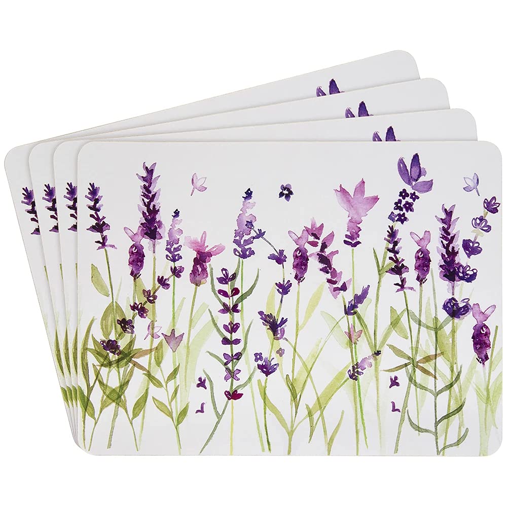Lesser and Pavey Lavender Botanical Flowers Design Set of 4 Placemats