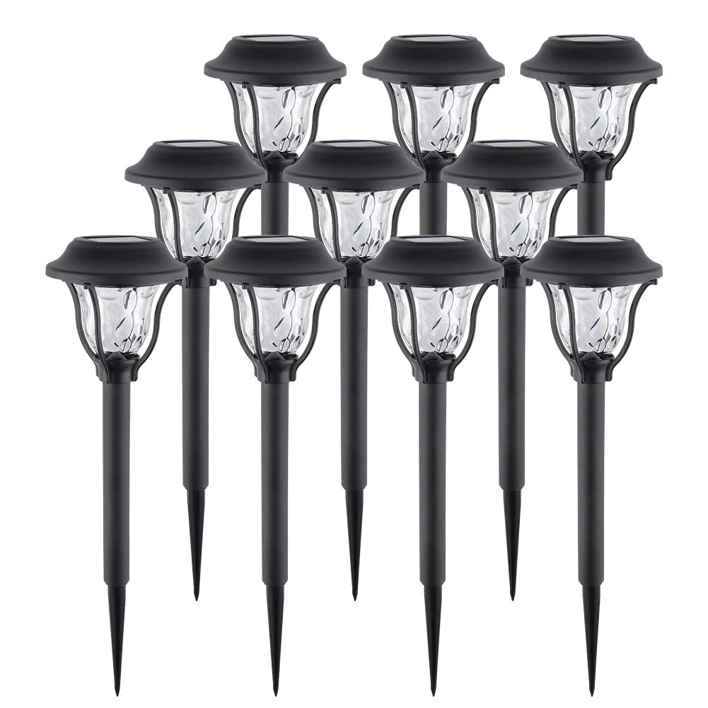 Solar Lights Outdoor, GEEDIAR 10 PCS Solar Powered Garden Light, IP44 Waterproof Solar Path Lights, Dusk to Dawn Auto On/Off Solar Torch Light, Solar Pathway Lights for Yard Driveway Lawn Pathway