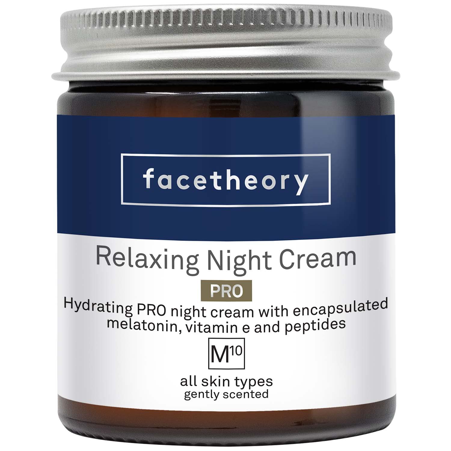 Facetheory Relaxing Night Cream M10 PRO with Vitamin E | Anti-Ageing Cream for Women | Reduces Fine Lines | Promotes Skin Repair & Regeneration | Vegan & Cruelty-Free | Made in UK | Lavender | 50ml