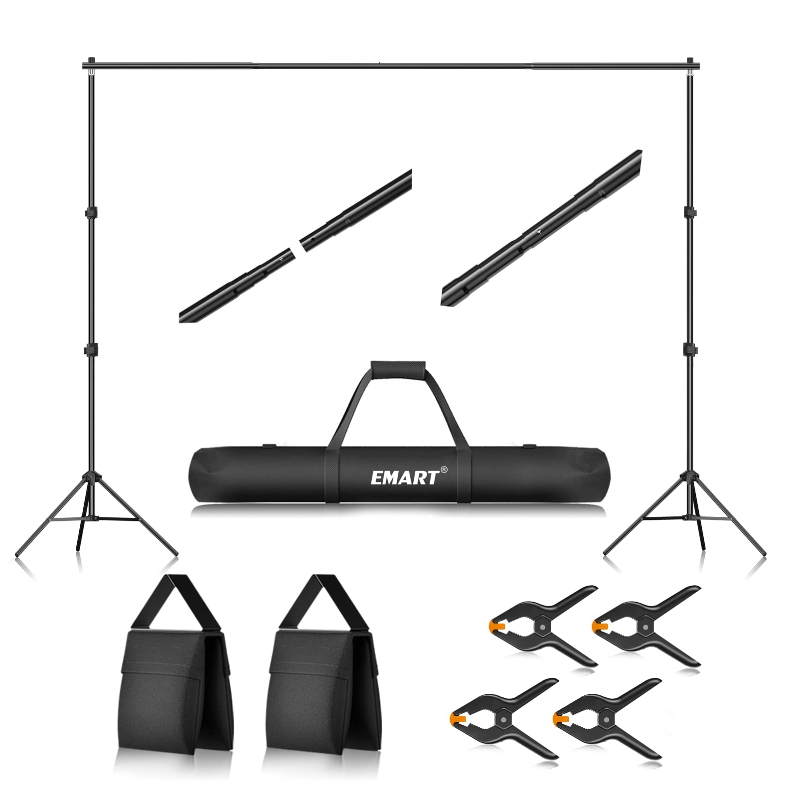 EMART Photo Video Studio 2m x 3m Adjustable Backdrop Stand Background Support System Kit with Carry Bag