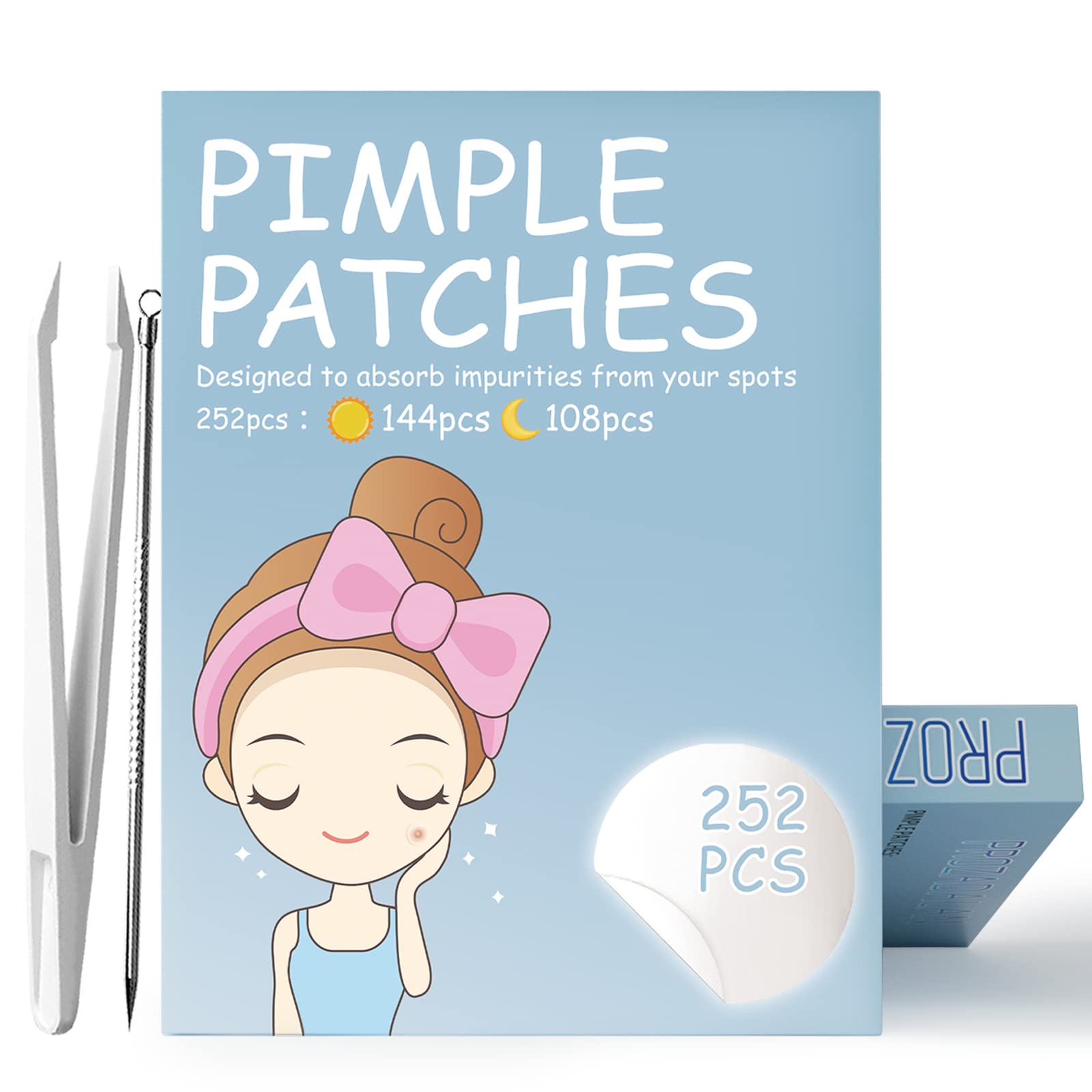 252pcs Day and Night Spot Patches, Translucent Hydrocolloid Spot Stickers for Facial Pimple, Effective Reduce Blemishes and Spots Cover Fit for All Skin Types