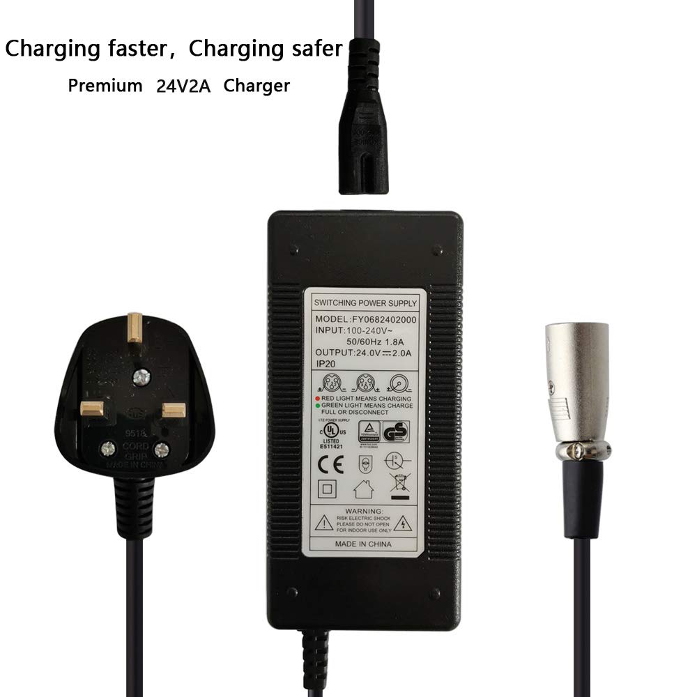 24V 2A Mobility Wheelchair Battery Charger, Power Adapters with XLR Connector
