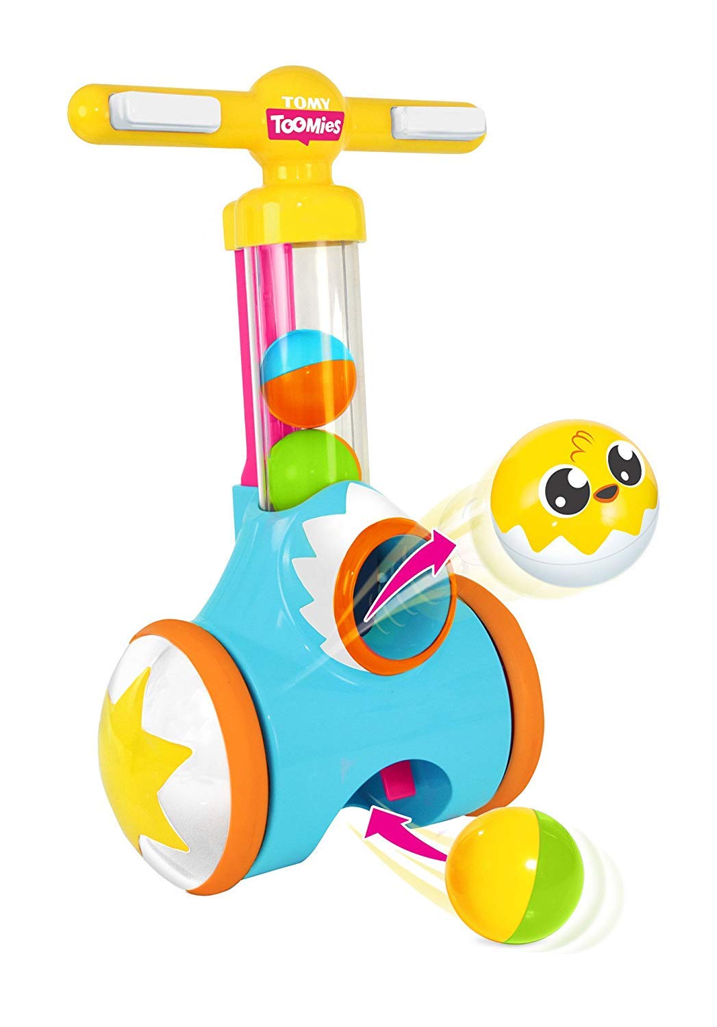 TOMY Toomies Pic & Pop Push Along Baby Toy | Toddler Ball Popper With Ball Launcher And Collector | Suitable For 18 Months, 2 & 3 Year Old Boys & Girls ,Multicoloured,E71161
