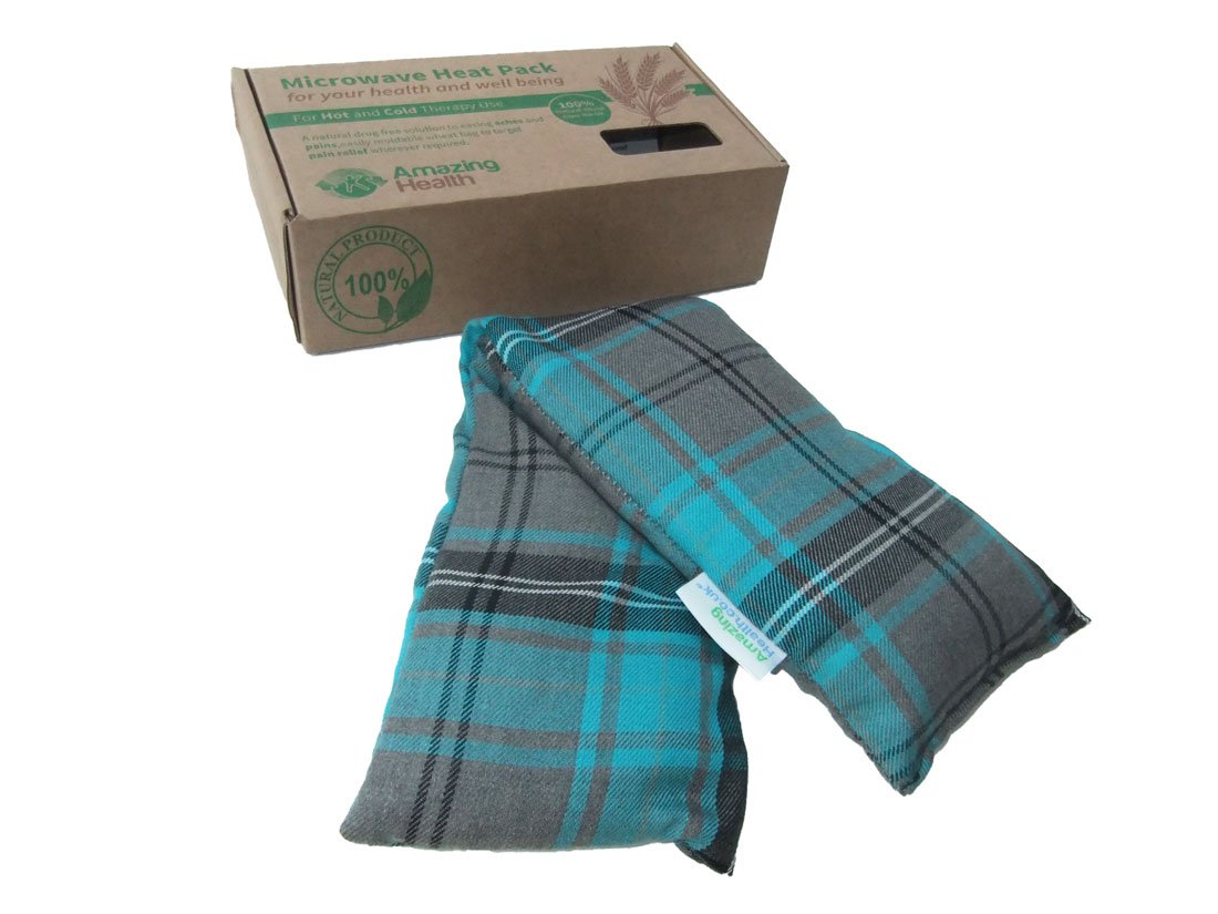 Heat Pack Cotton Tartan Microwave Wheat Bag 46cm long (Lavender, Turquoise)