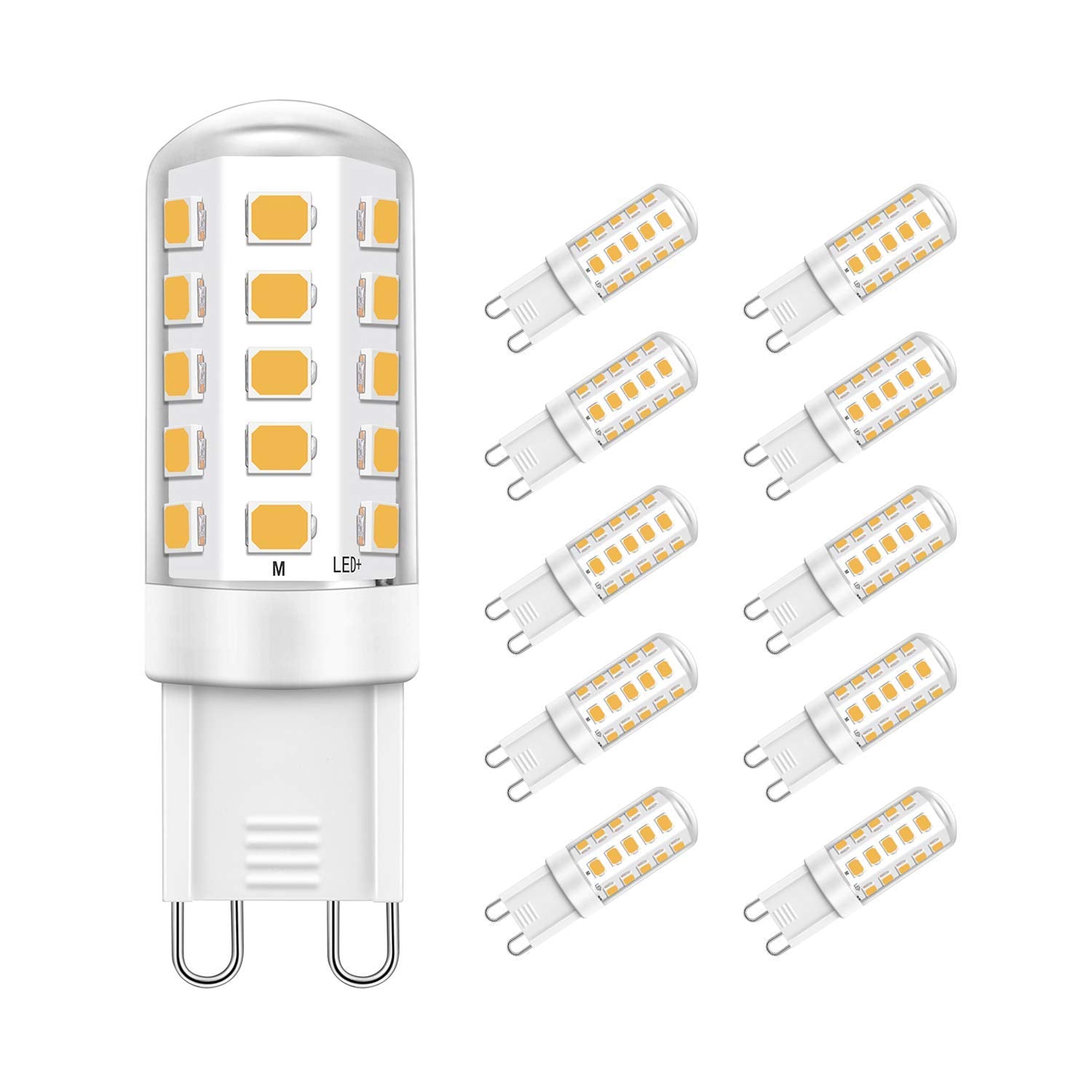 Jpodream® G9 LED Bulbs, 5W 32 x 2835 SMD Energy Saving Bulbs, 400LM, Equivalent to 40W Halogen Bulbs, Warm White 2700K, AC220-240V, 360° Beam Angle - 10 Pack
