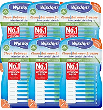 Wisdom WIS9851 Clean Between Interdental Medium Brushes, Green, Pack of 120