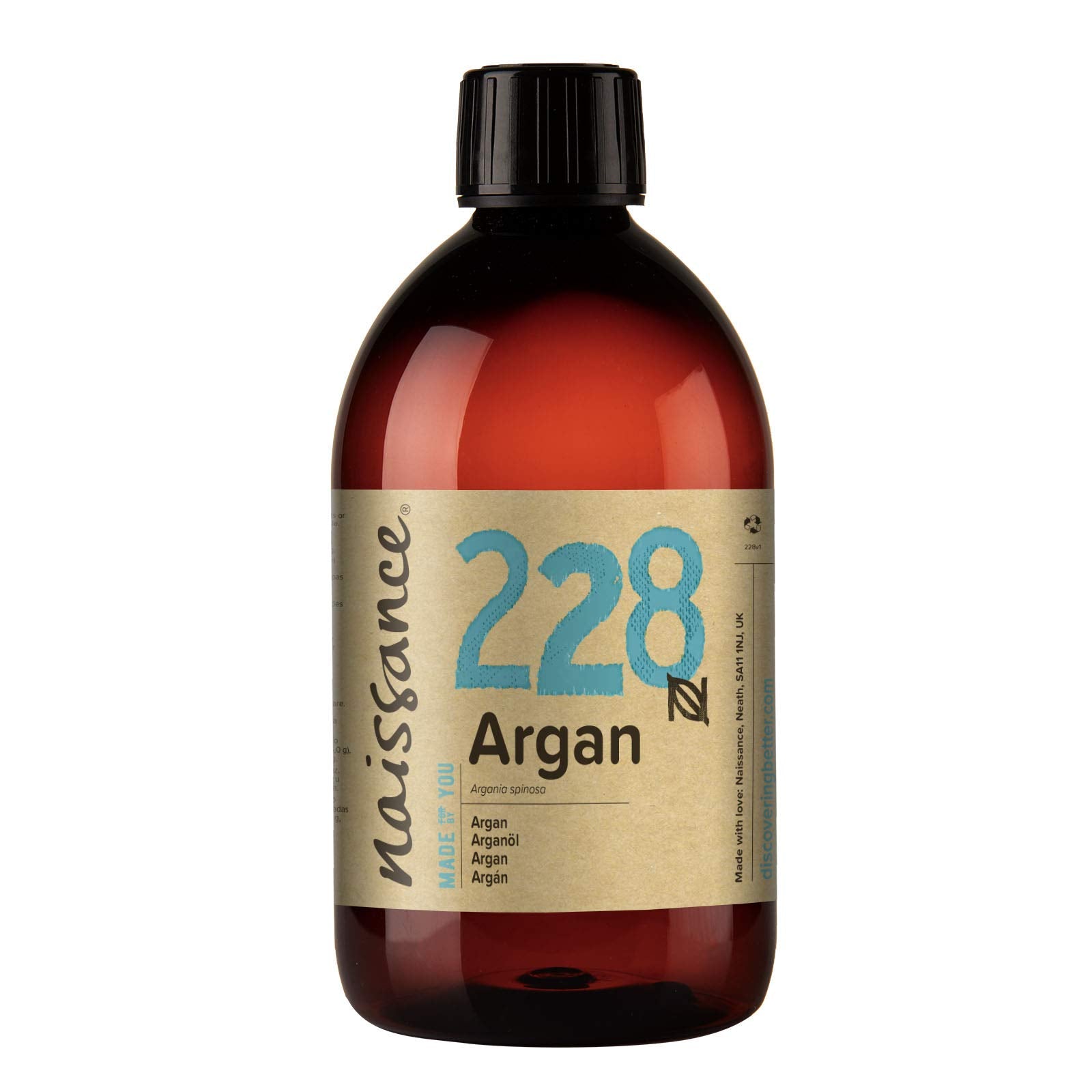 Naissance Argan Oil (no. 228) 500ml - Pure & Natural, Anti-Ageing, Antioxidant, Vegan, Hexane Free, No GMO