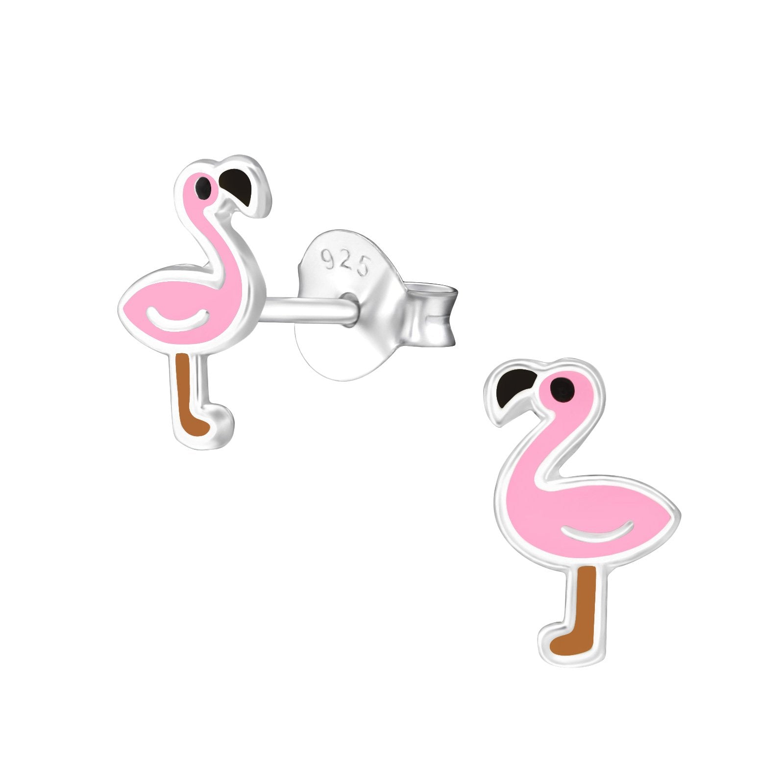 I love silver jewellery - Girls Pink Flamingo Sterling Silver Tiny Stud Earrings