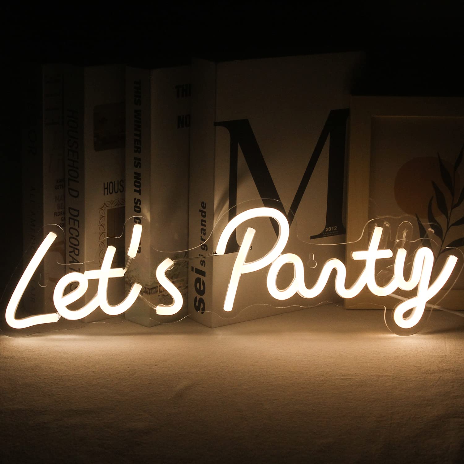 SIGNSHIP Let's Party Neon Signs Led Neon Light,USB Powered Cool Party Neon Sign Acrylic Art Wall Decoration for Christmas Birthday Wedding Party Living Room Bar Decor Gift