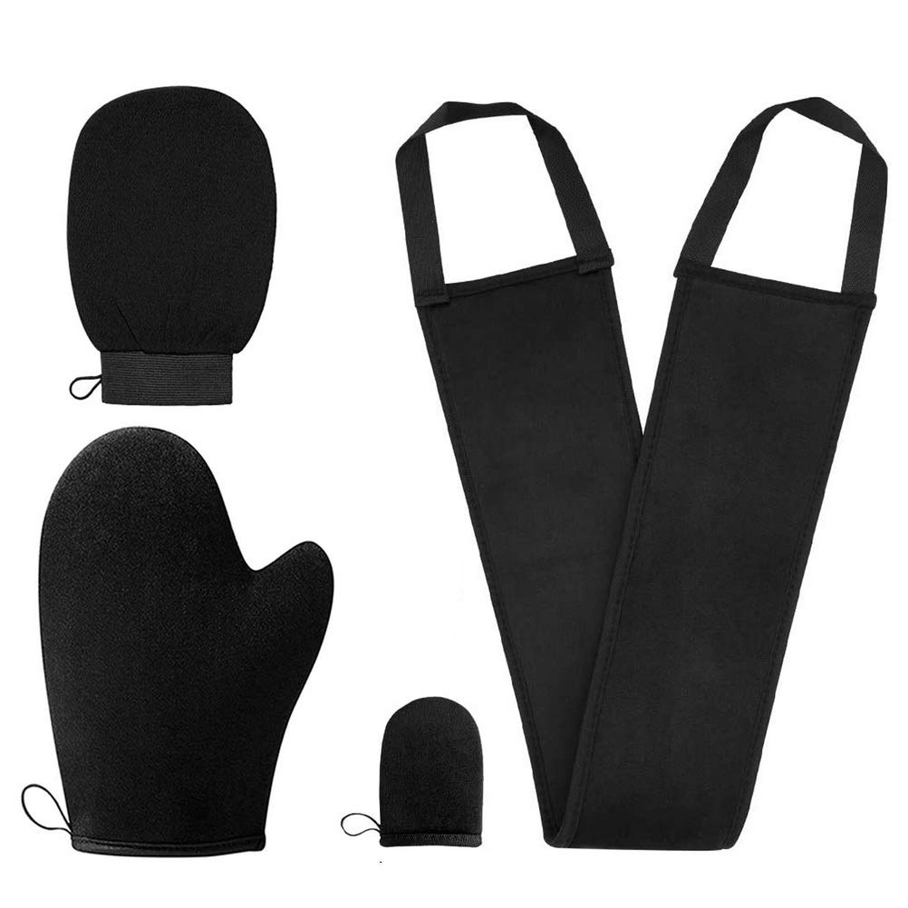 4 in 1 Tanning Lotion Applicator, Self Tanning Mitt Applicator to Back, Exfoliating Gloves Tanning Mitt Set for Lotion, Cream, Medicine