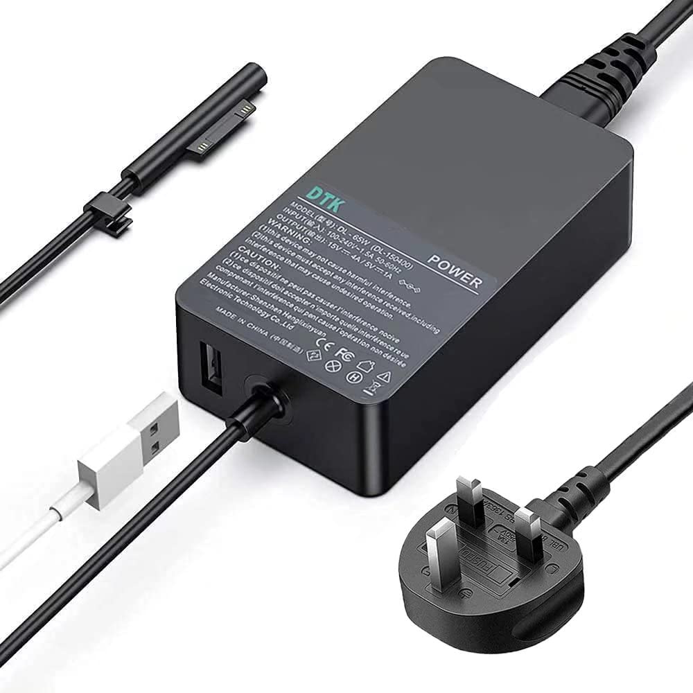 DTK Surface Pro Charger, 15V 4A 65W Surface Power Adapter Laptop Charger for Microsoft Surface Pro 3/4/5/6/7/8/X Pro 2017 Surface Book 1 2 3 Surface Go 1 2 Surface Tablet 1706