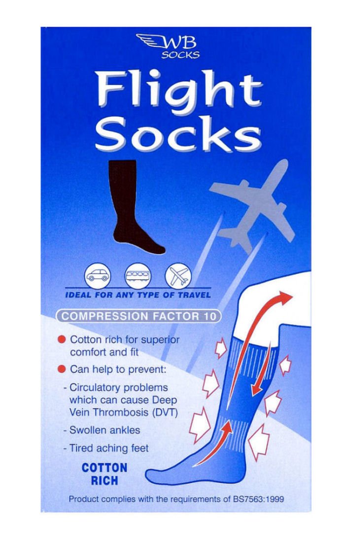 Black Cotton Rich Anti Dvt Flight Socks