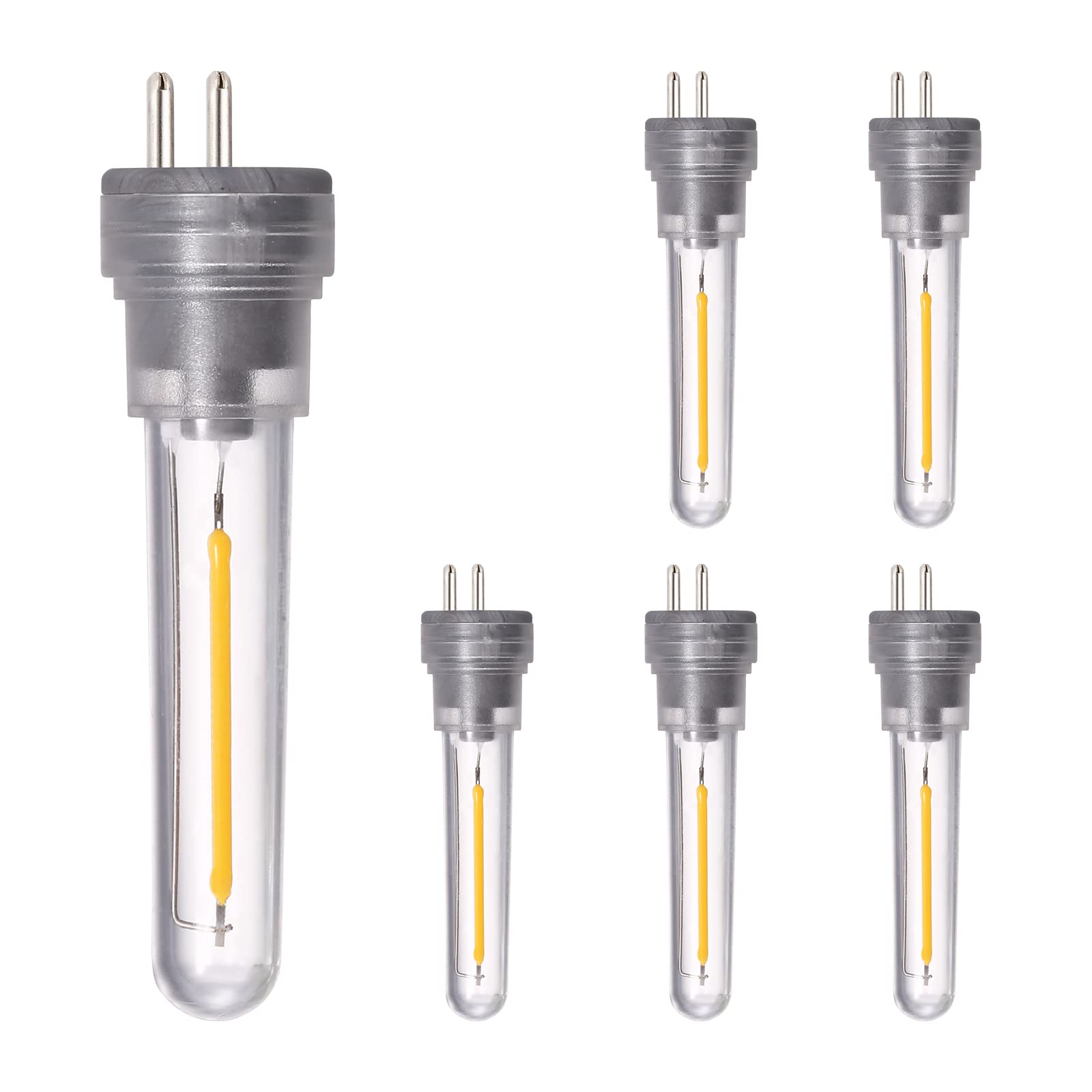 DGO 1W LED Replacement Bulbs for S14 Outdoor Sting Lights, Plug in, Warm White, 6 Pack