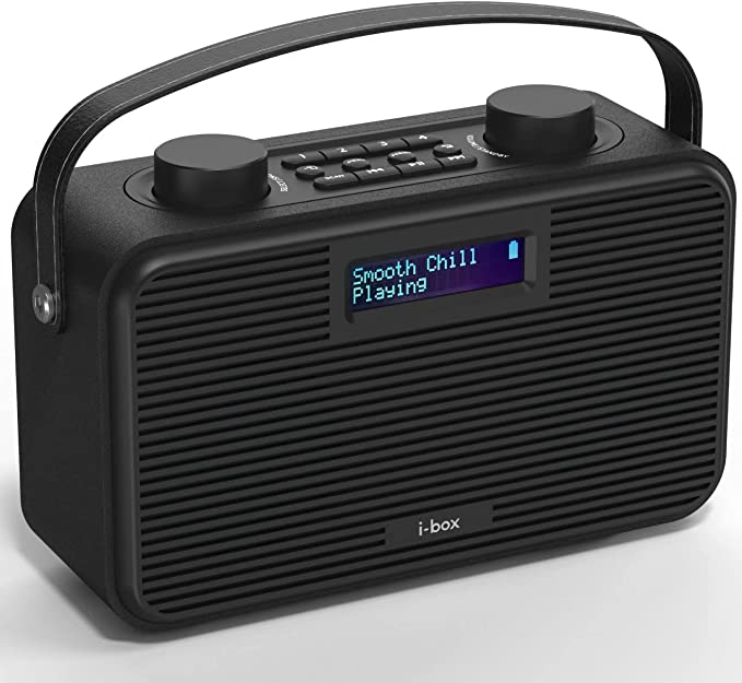 DAB/DAB+/FM Radio with Bluetooth, Stereo Speaker Mains and Battery Powered Portable DAB Radios Rechargeable Digital Radio with USB Charging for 8 Hours Playback, USB Type C