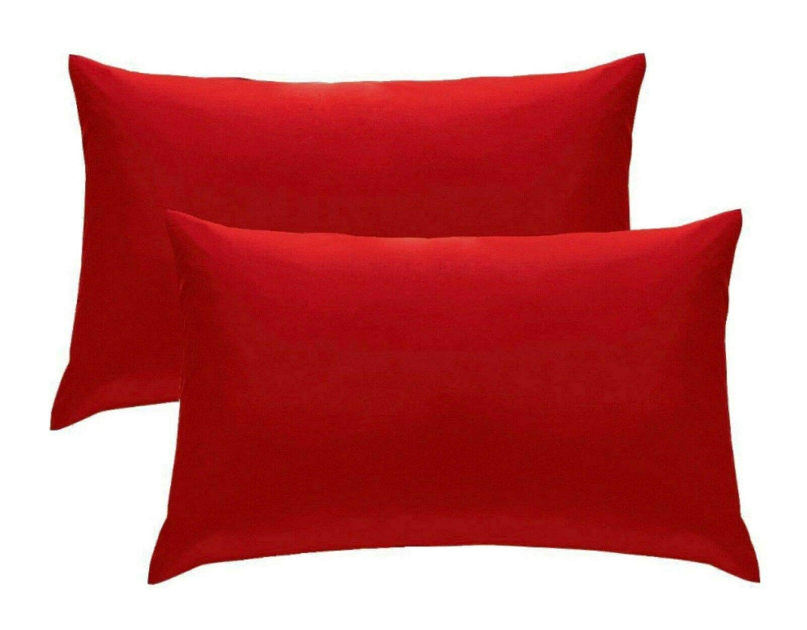 Pack Of 2 100% Poly Cotton Housewife Pillow Case/Cover Soft Plain Dyed For Bedroom Pillowcase Pair (Red)
