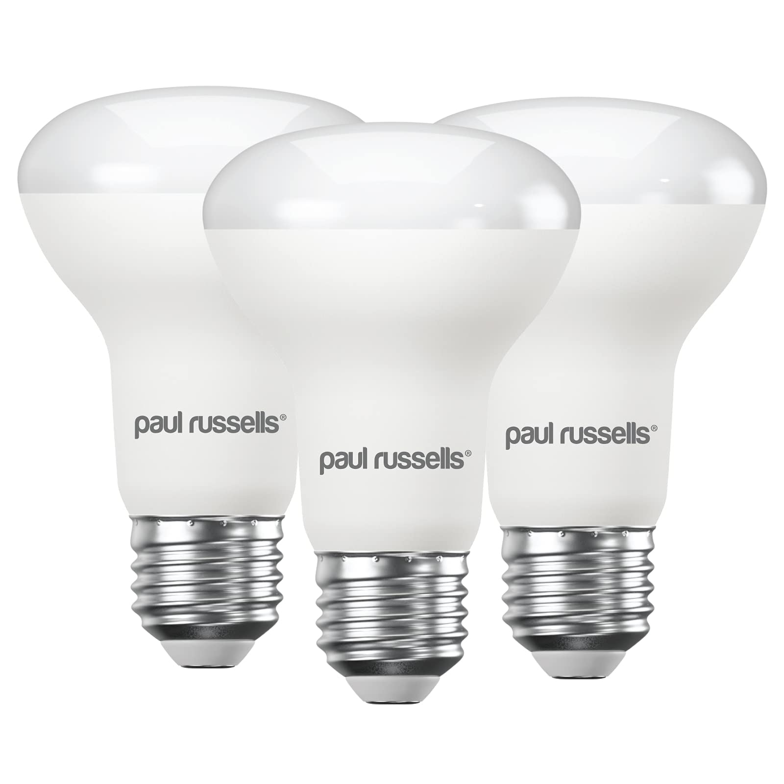 paul russells Warm White E27 Spotlight 8.5W LED Reflector R63 Light Bulbs Edison Screw 60w Incandescent Bulb Equivalent 806 Lumen 2700K Frosted 120° Beam Angle ES Energy Saving Lamp Bulbs Pack of 3