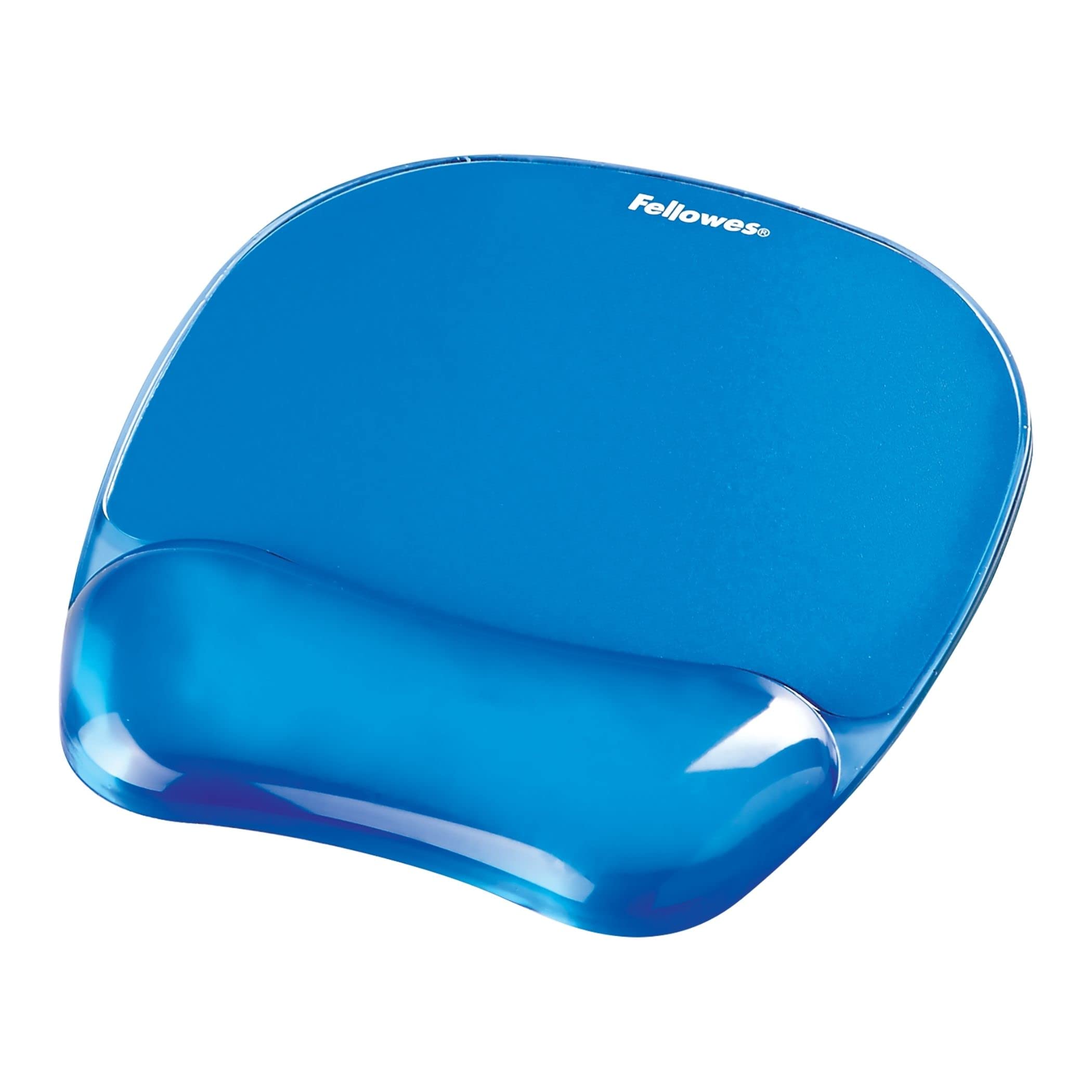 Fellowes Crystals Gel Mouse Mat with Wrist Support - Mouse Pad with Non Slip Rubber Base - Ergonomic Mousepad for Computer Laptop - Blue