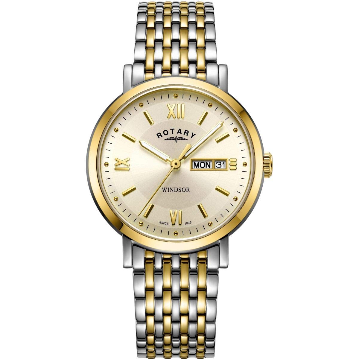 Rotary Mens Windsor Two Tone Champagne Watch GB05301/09