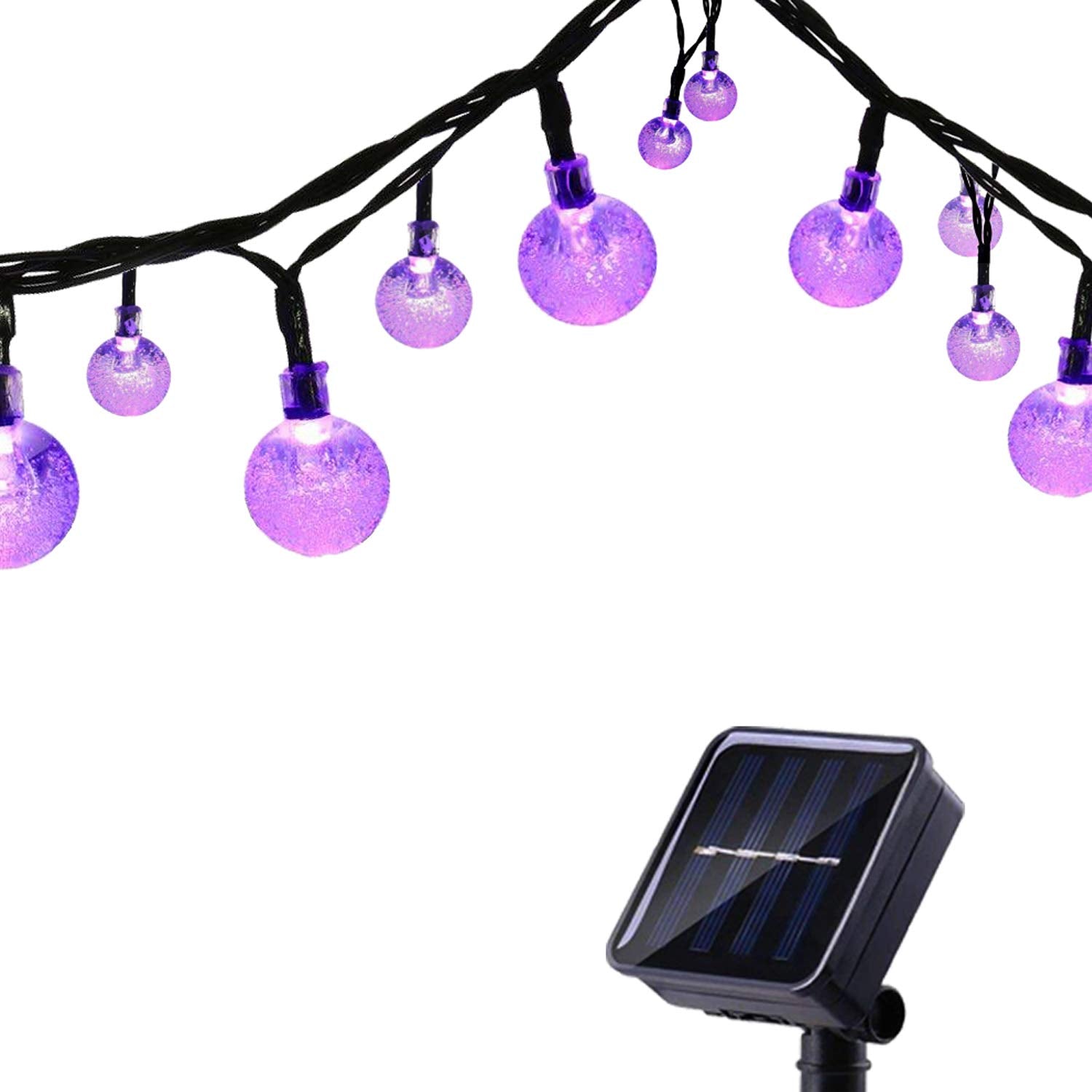 Tuokay, Solar Garden Lights, Outdoor Fairy Lights with Ball, Waterproof 6m 30 LED 8 Twinkling Modes, Decorative Lighting String Lights for Home, Gazebo, Patio, Lawn, Wedding Ornament (Purple)