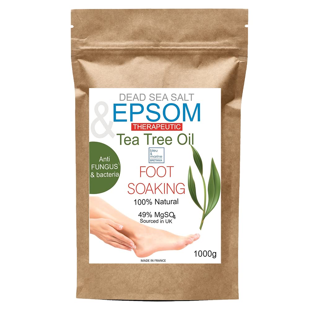 Tea Tree Epsom & Dead Sea Salt - Antifungal Foot Soak - Antibacterial foot bath - Relaxing Foot Bath - Fungal infection treatment - Toenail fungus soak - Ingrown nail pain relief - 1000g | 1kg