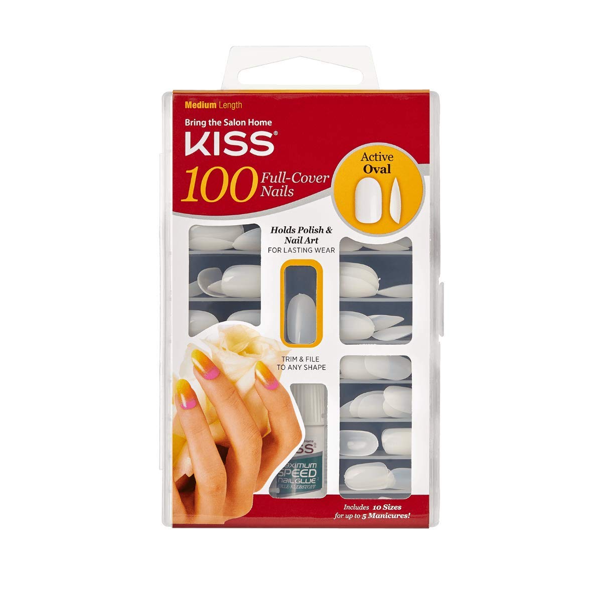 KISS Active Oval Nails - Pack of 100   