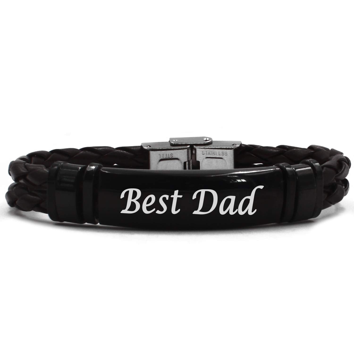 Best Dad Bracelet,Black Double Leather Bracelet ,Gifts for dad,Personalised dad Bracelet,customised Jewellery for Men