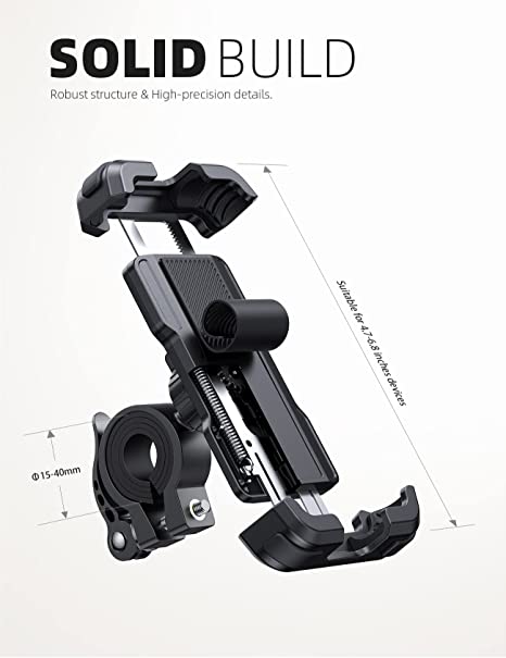 Lamicall Bike Phone Holder, Motorbike Phone Mount - Universal 360 Rotatable Motorcycle Bicycle Handlebar Clamp for iPhone 13 12 11 Pro Max Mini, Xs Max, XR, X, 8, 7, Samsung S21, 4.7-6.8" Smartphone