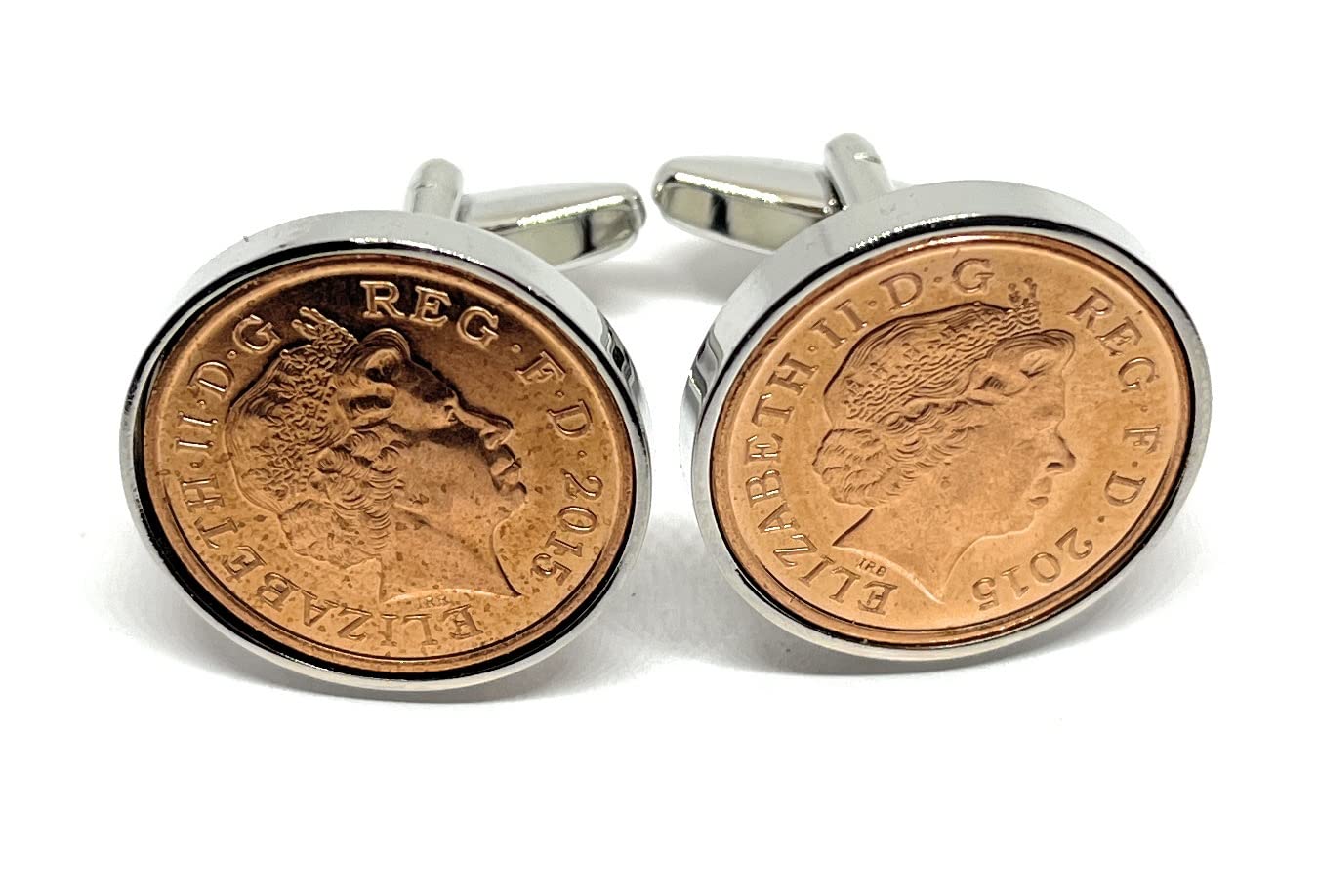 Premium 2015 7th Copper wedding Anniversary 6 year Copper birthday / Anniversary 2015 Coin cufflinks