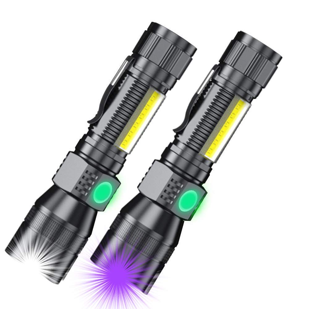 Black Light Rechargeable Torches, iToncs 3 in 1 UV Torches Super Bright Waterproof LED USB Torch with 7 Modes [2 Pack]