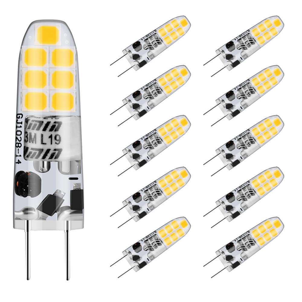 2W G4 LED Bulbs, AUTING LED 2W 3000K Warm White LED Bulbs Light Bulb Replacement for 20W Halogen Bulus 12V AC/DC, 360 °Beam Angle, No Flickering Non-Dimmable Energy Saving Bulb, 10PCS