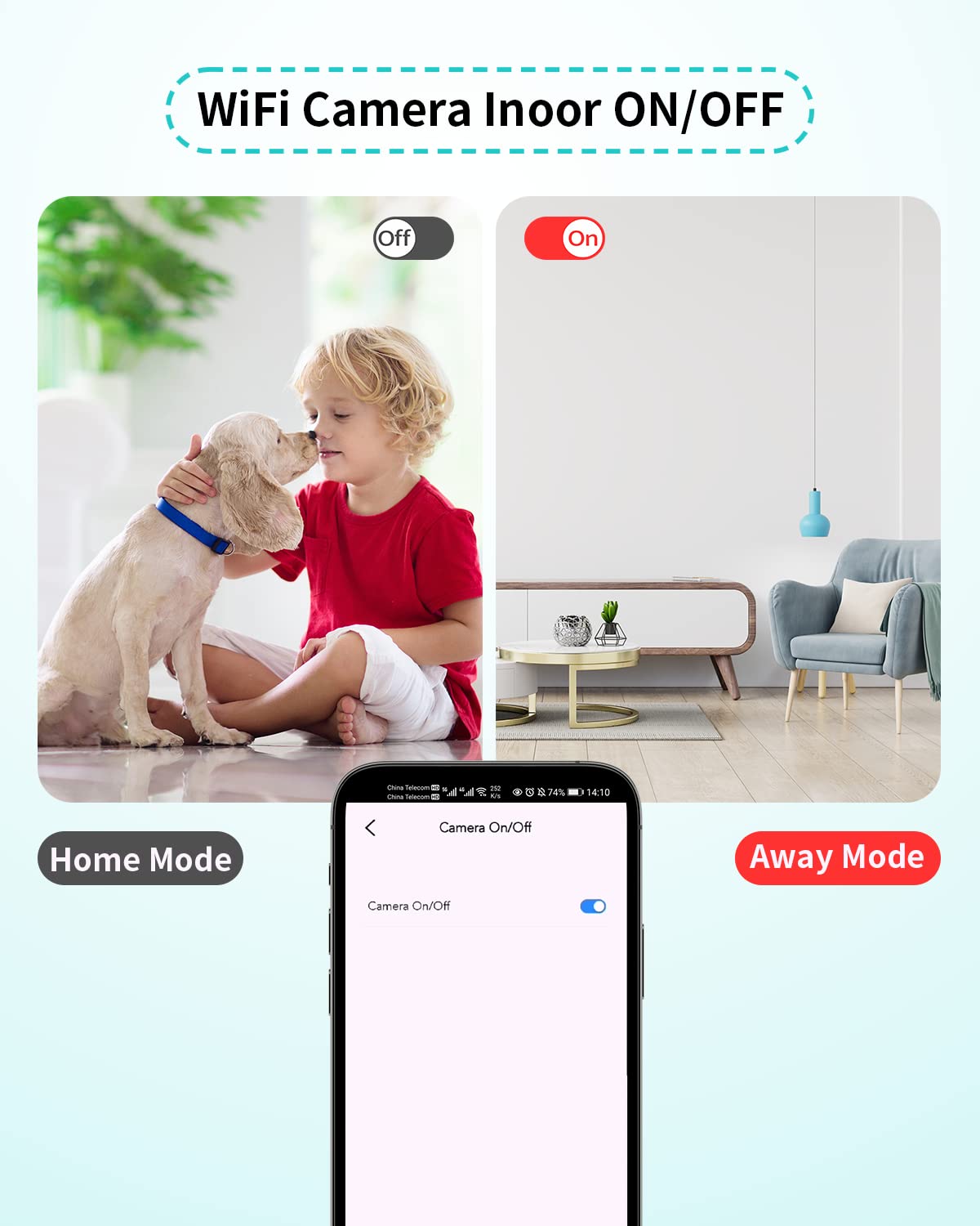 Pet Camera, 2.4GHz WiFi Camera for Dog with 2-Way Audio ,Automatic Night Vision Indoor Security Camera, Motion Alerts via APP, Works with Alexa
