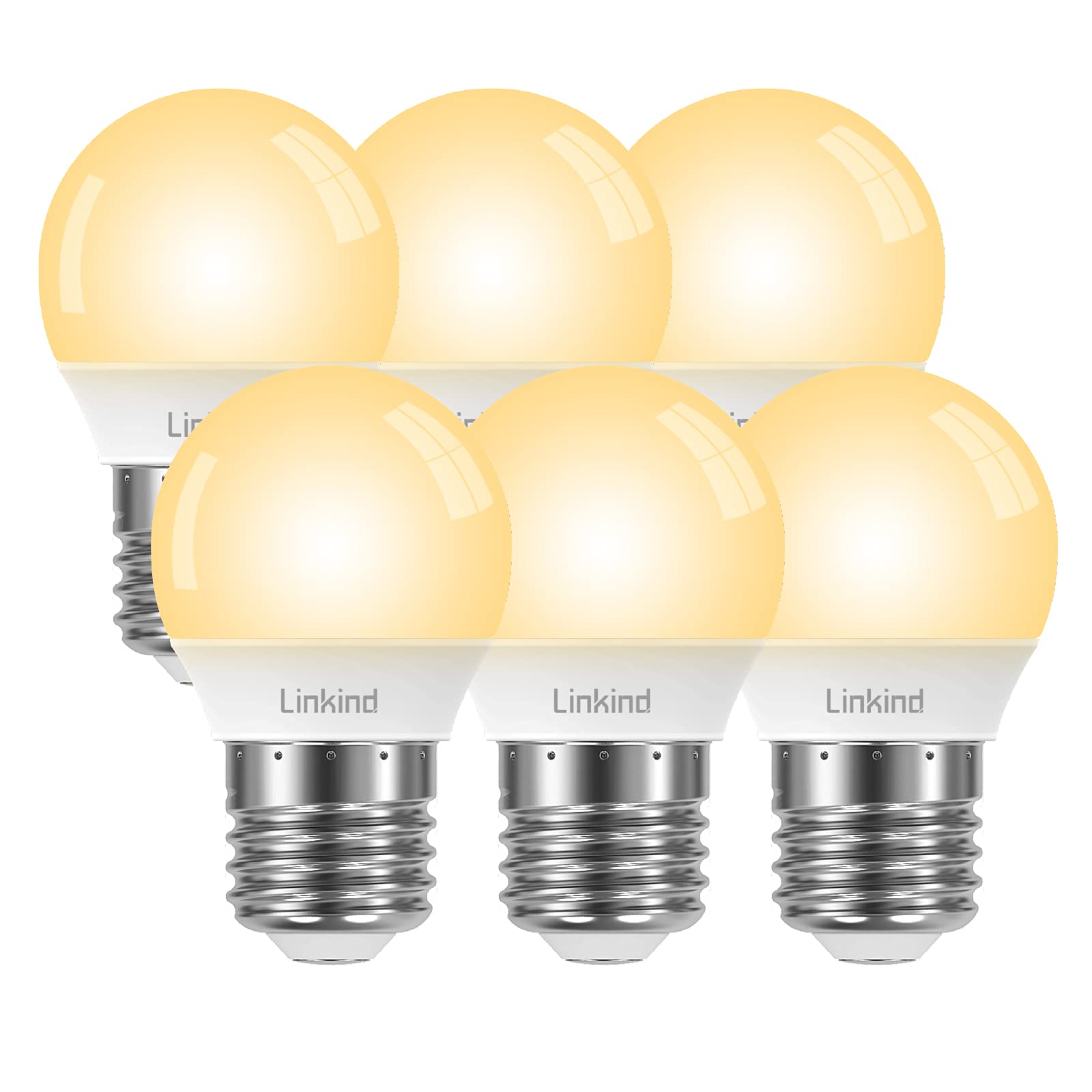 Linkind 4.9W G45 Golf Ball LED Lights E27 Edison Screw Mini Globe Bulb, 40W Equivalent, 470 Lumen, Soft White 2700K, AC 220-240V, Non-Dimmable, 6 Pack