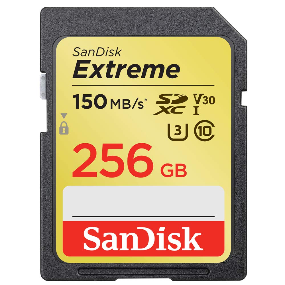 SanDisk Extreme 256 GB SDXC Memory Card, Up to 150 MB/s, Class 10, U3, V30