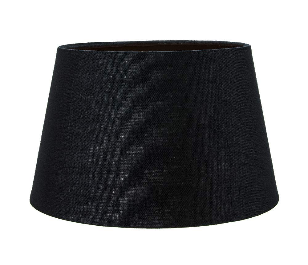 Traditional 12 Inch Black Linen Fabric Drum Table/Pendant Lampshade 60w Maximum by Happy Homewares