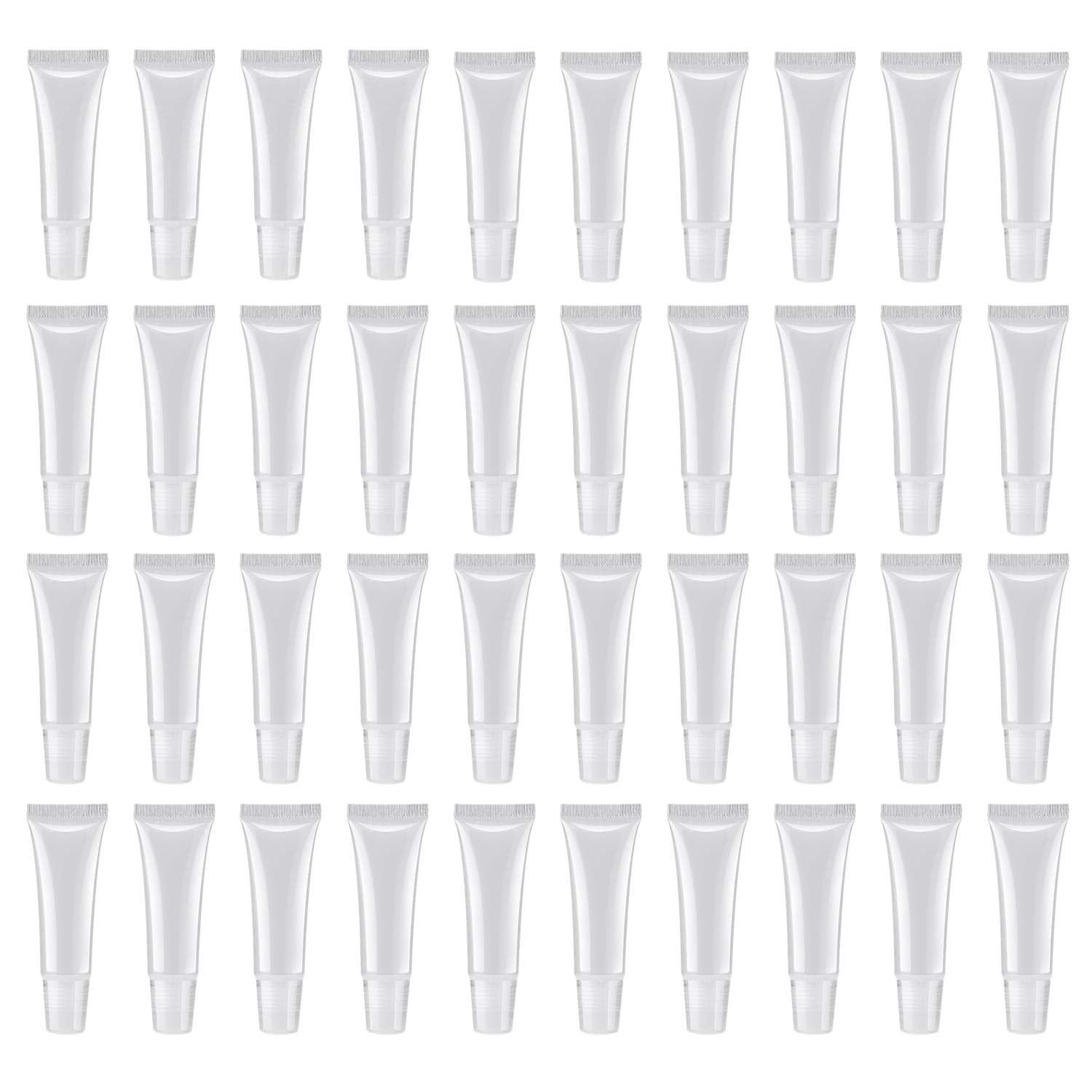 Monland 100 Pcs 10Ml Distribution Bottle Lip Gloss Tubes, Empty Clear Lotion Containers Tubes for Cosmetics DIY, Oblique Mouth