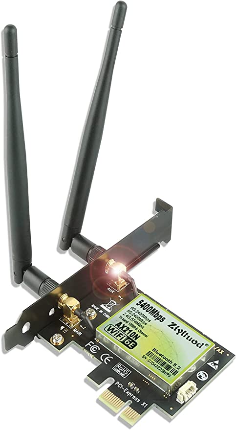 Ziyituod WiFi 6E AX210N Bluetooth5.2 PCIe WiFi Card | Up to 5400Mbps | Intel WiFi 6E AX210 | 6G/5G/2.4G Network Card With MU-MIMO,OFDMA,Ultra-Low Latency | For Windows 11/10
