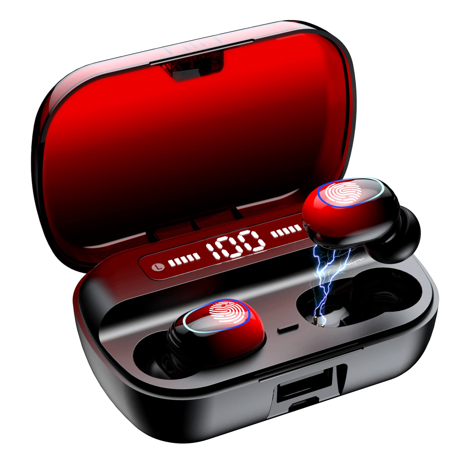 Wireless Headphones,160H Playtime Wireless Earbuds Bluetooth 5.1 Headphones In Ear Headphones HiFi Stereo CVC8.0 Noise Canceling with Built-in Mic IPX7 Waterproof Earphones for Work/Sport