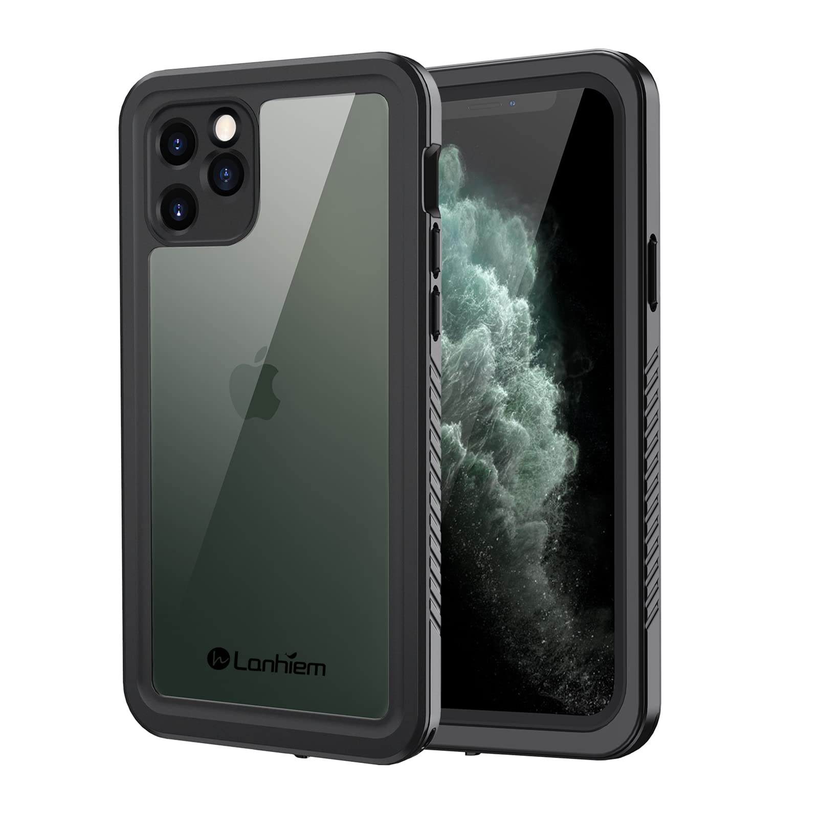 Lanhiem iPhone 11 Pro Case, IP68 Waterproof Dustproof Shockproof Case with Built-in Screen Protector, Full Body Protective Front and Clear Cover for iPhone 11 Pro (Black)