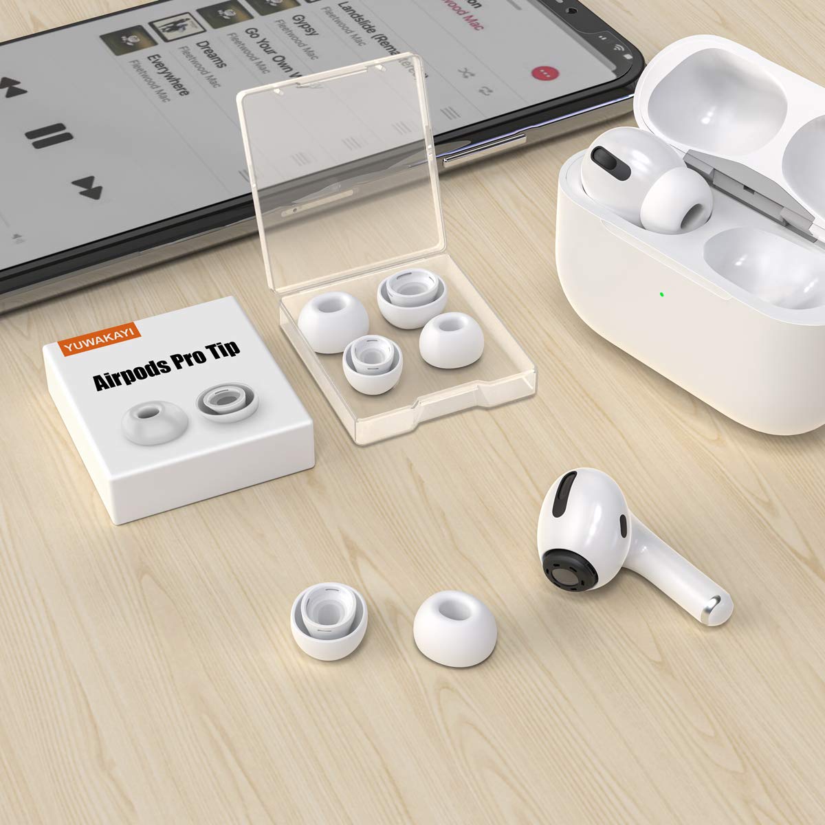 [3 Pairs] Replacement Ear Tips for Airpods Pro with Noise Reduction Hole, Silicone Ear Tips for Airpods Pro with Portable Storage Box and Fit in The Charging Case (Medium, White)