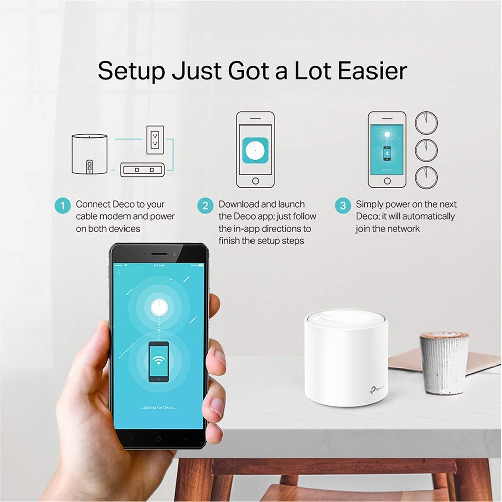 TP-Link Deco X20 AX1800 Whole Home Mesh Wi-Fi 6 System, AI-Driven Mesh, Up to 2,200 Sq ft Coverage, 1 GHz Quad-Core CPU, Compatible with Amazon Alexa, With TP-Link HomeShield's kit