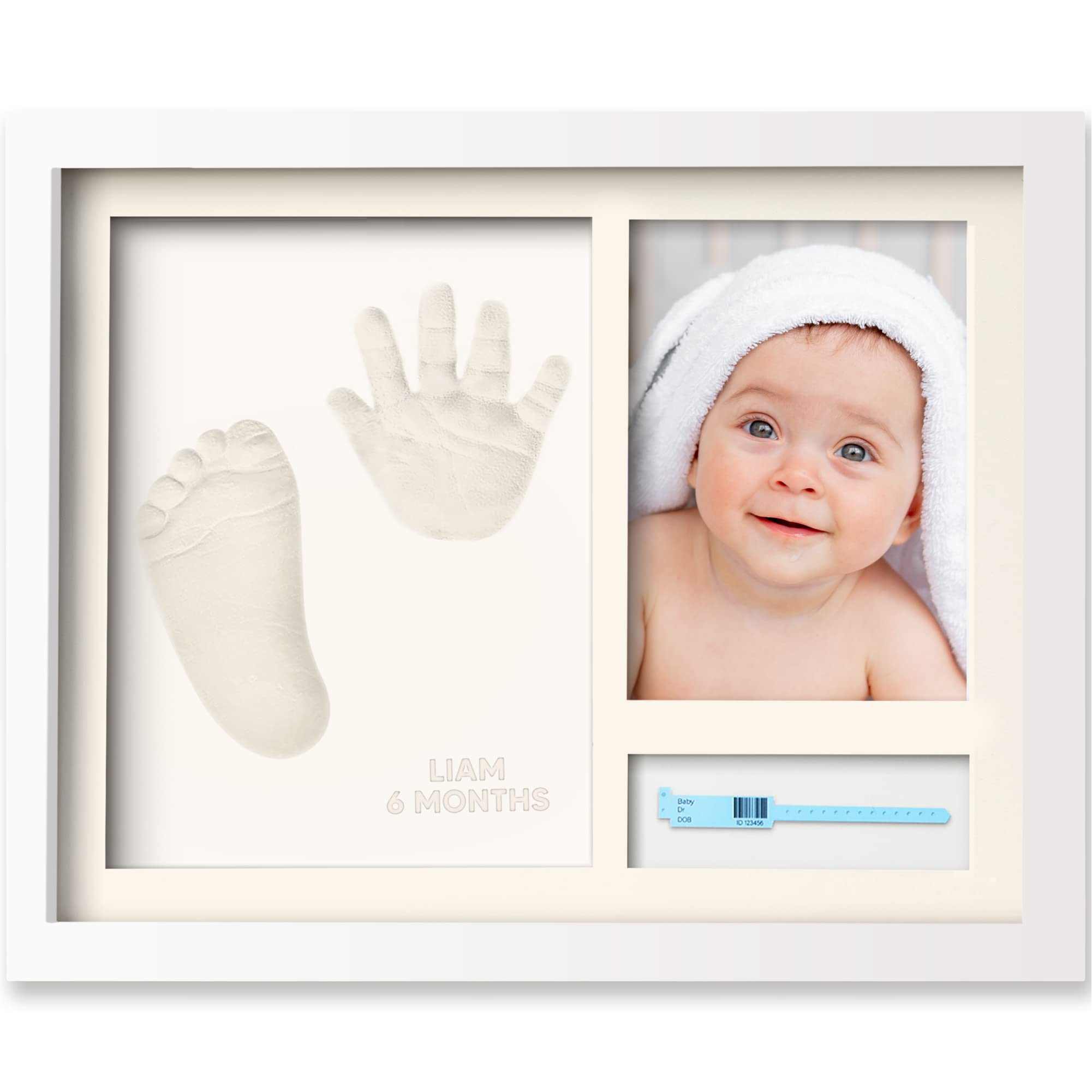 Baby Hand and Footprint Kit - Personalized Baby Footprint Kit & Handprint Kit - Baby Gift for Newborn, Boy, Girl - Baby Photo Frame Print Kit - Baby Shower Gifts - Keepsake Baby Gifts (Alpine White)