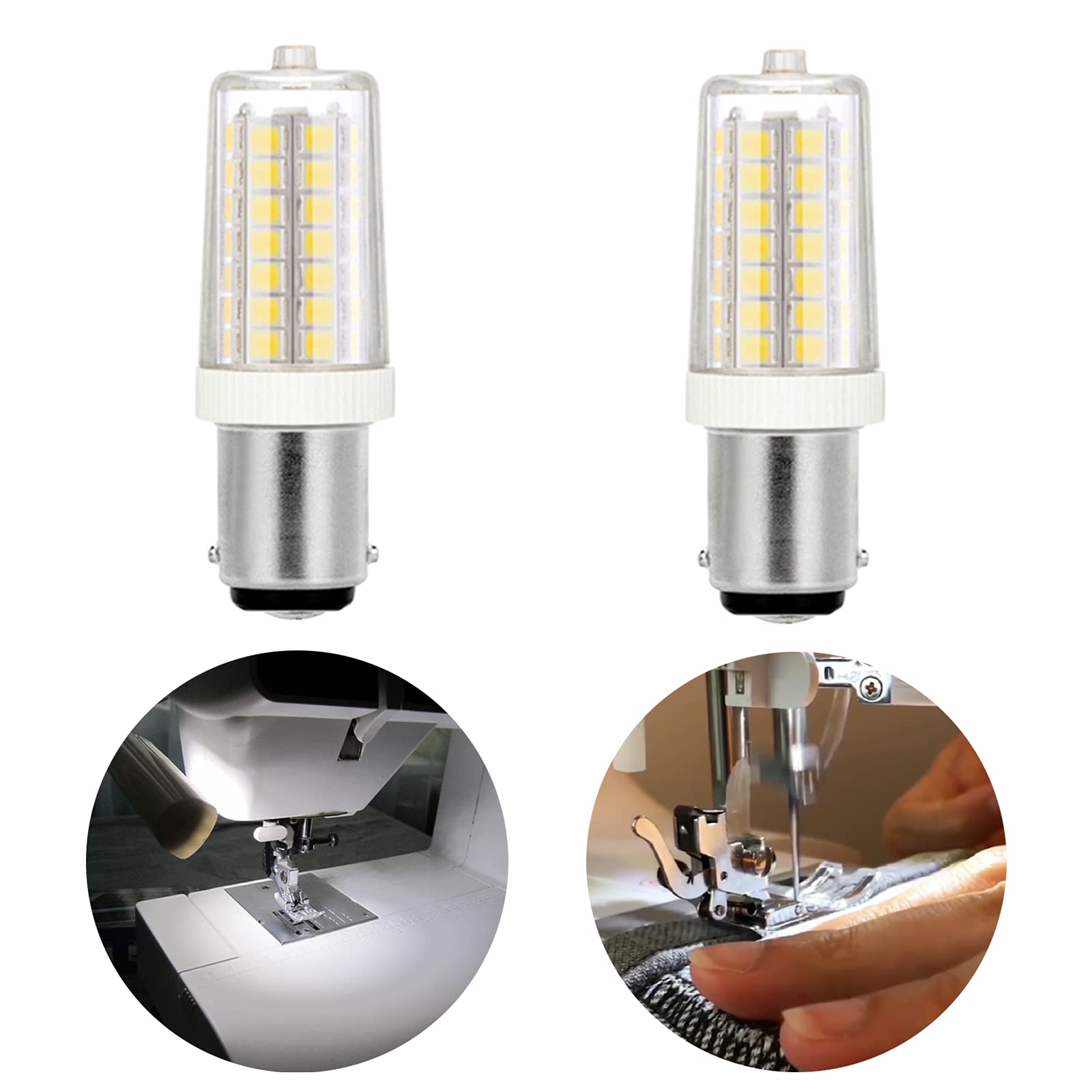 Sewing Machine Bulb, SBC Sewing Machine Light Bulb Small Bayonet Cap, B15D 35W Halogen Bulb Replacement, 6000K Cool White Lights, 220-240V 4W, Noobibaba 2 Count