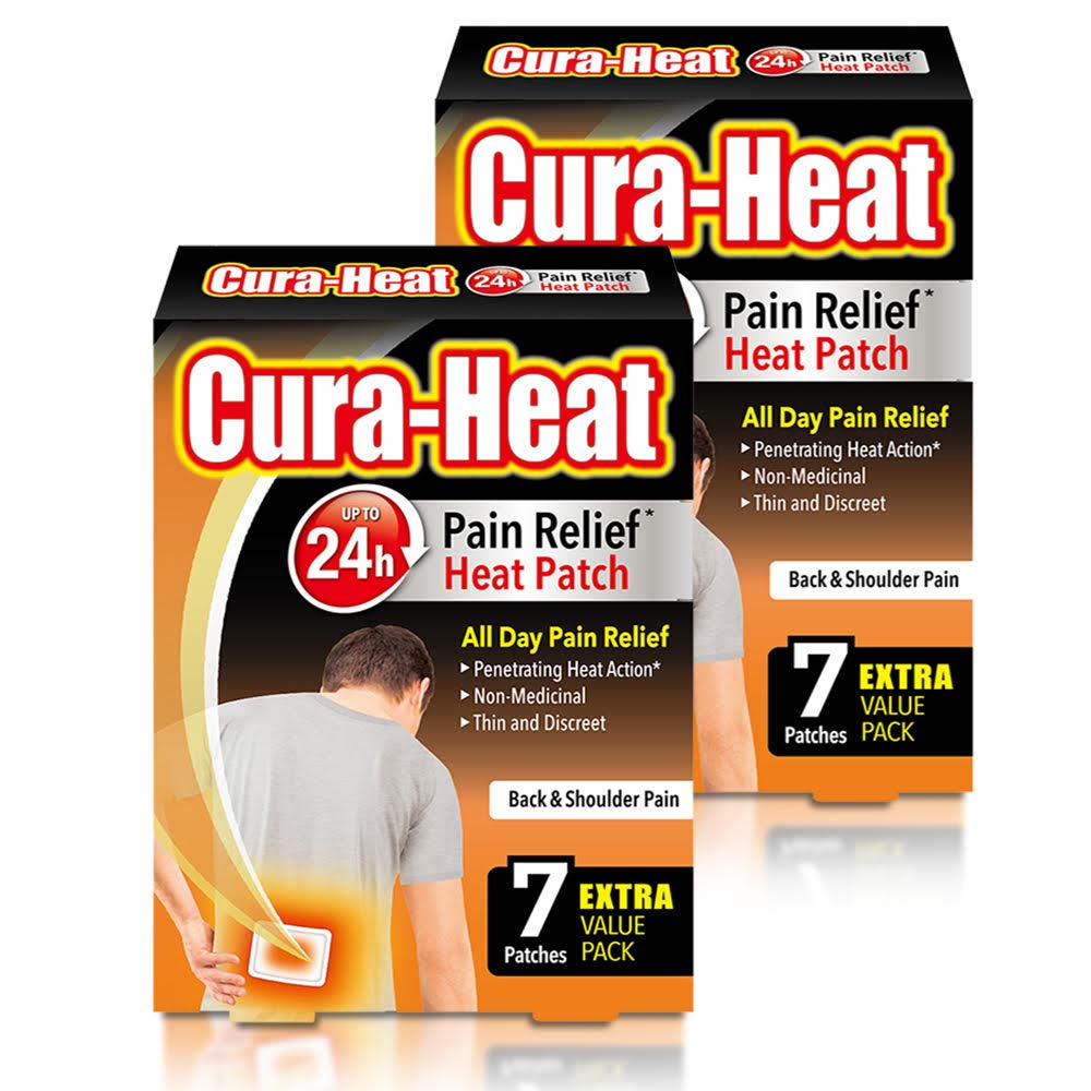 Cura-Heat Back and Shoulder Pain 7 patches, Pack of 2 (14 patches)