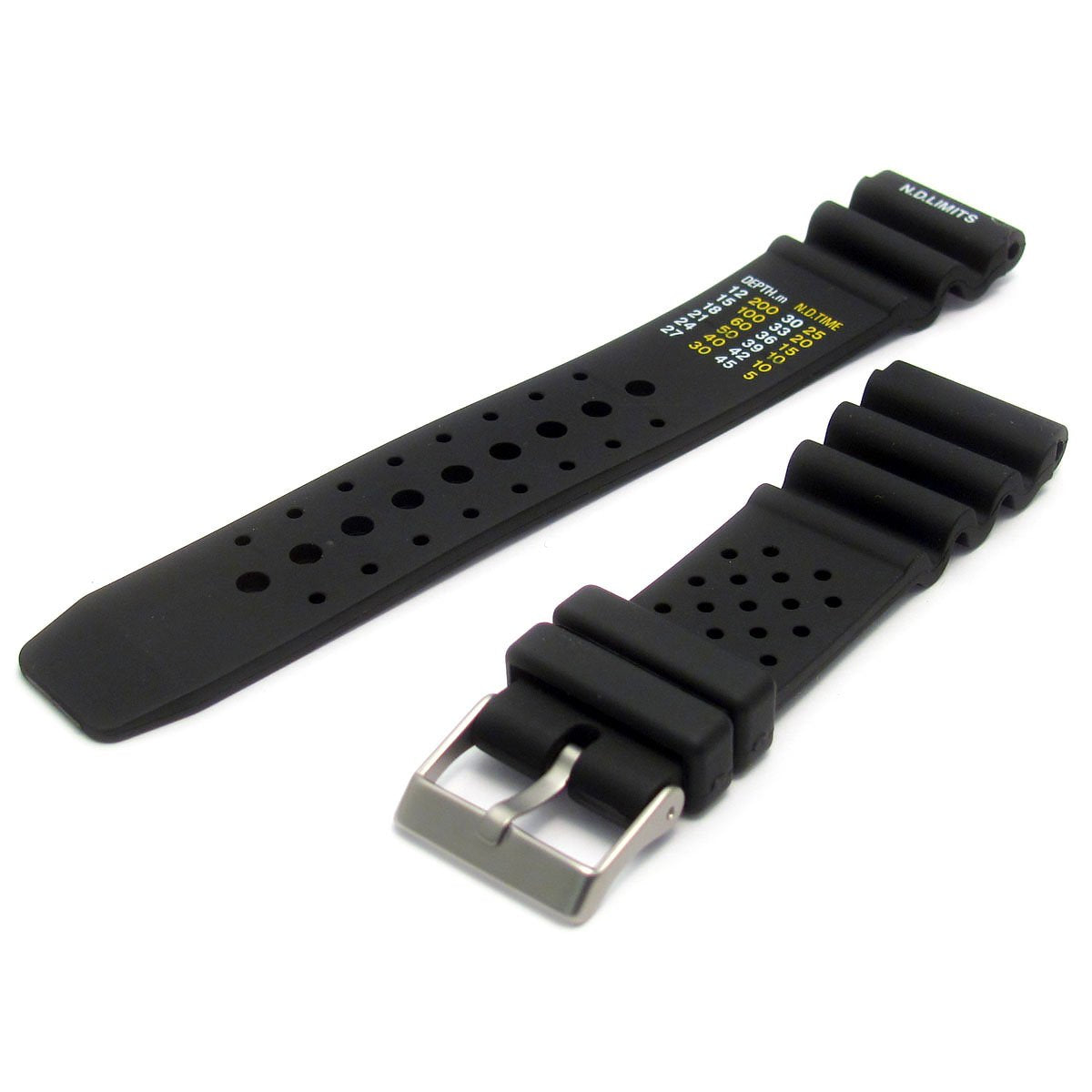 High-Grade Polyurethane Scuba Divers Watch Strap with ND Limits 22mm Black