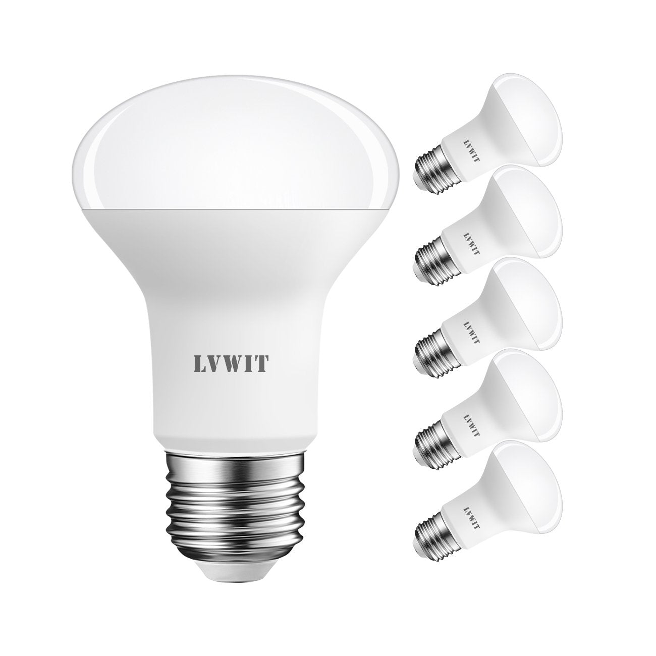 Daylight 8W E27 Reflector Screw LED Light Bulb, LVWIT R63 E27 Spotlight Bulb Cold White ,60W Equivalent,6500K,806Lm ,R63 Spotlight Bulbs,130 Degree Beam Angle,220-240V,Non-Dimmable ( Pack of 6)